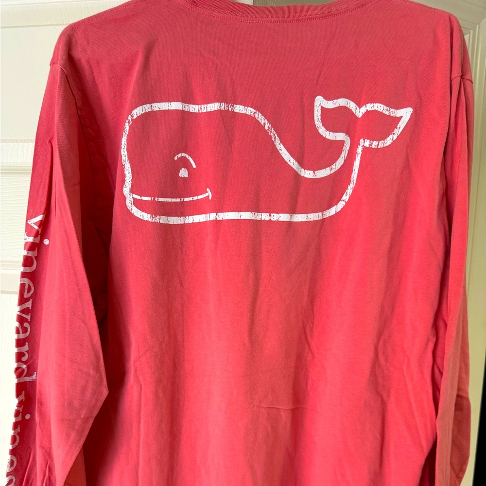 Vineyard Vines Peach color long sleeve shirt with white whale decal